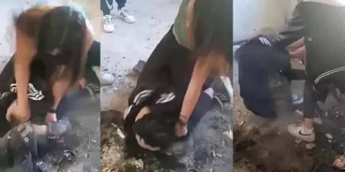 Kız öğrenciler birbirine girdi! Acımasızca tekme tokat kavga